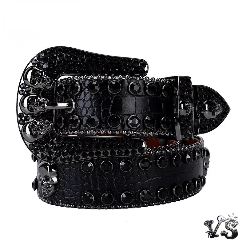 VS™ - BLACK SKULL RHINESTONE BELT