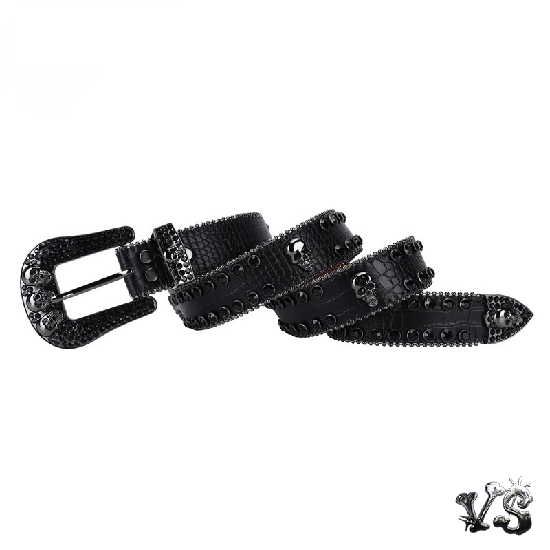VS™ - BLACK SKULL RHINESTONE BELT