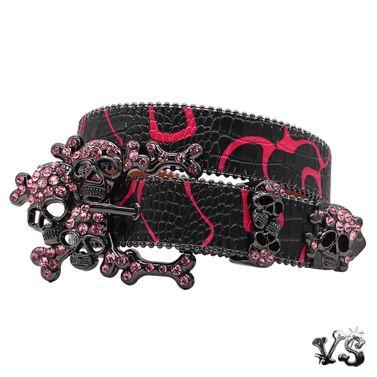 VS™ - RED SKULL STUDDED RHINESTONE BELT