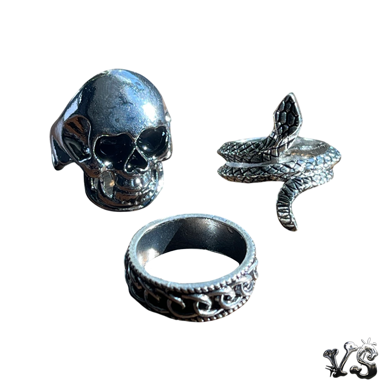 VS™ - SKULL SEPRENT RING SET