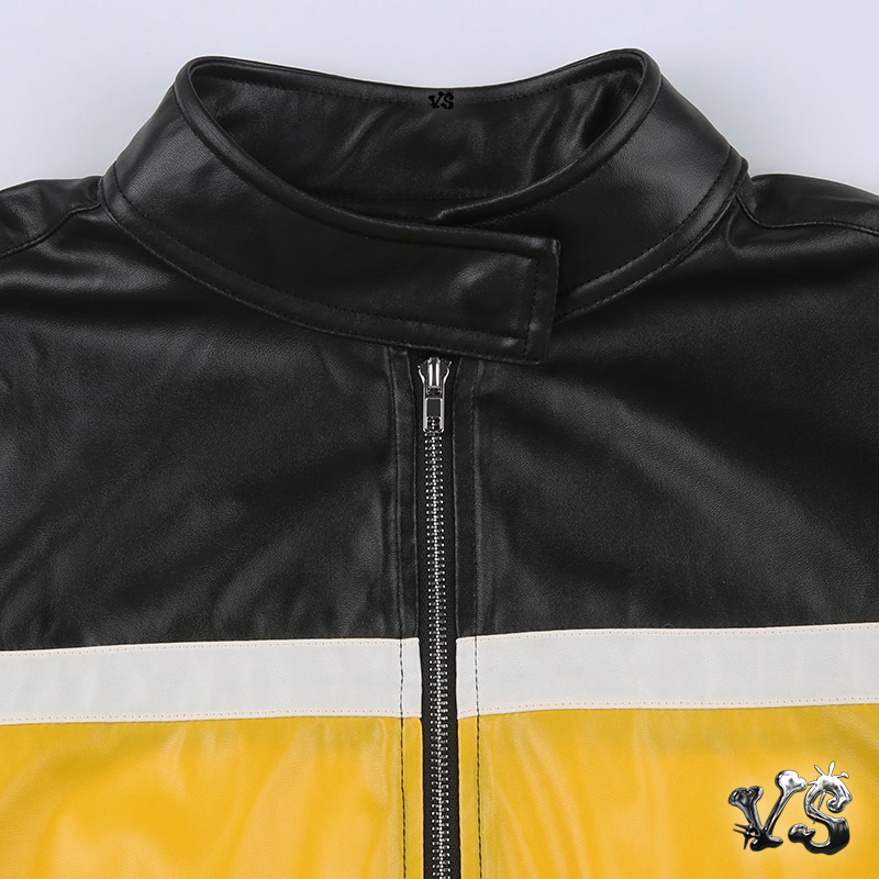 VS™ - YELLOW LEATHER MOTO JACKET