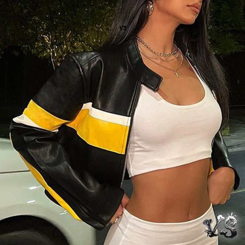 VS™ - YELLOW LEATHER MOTO JACKET